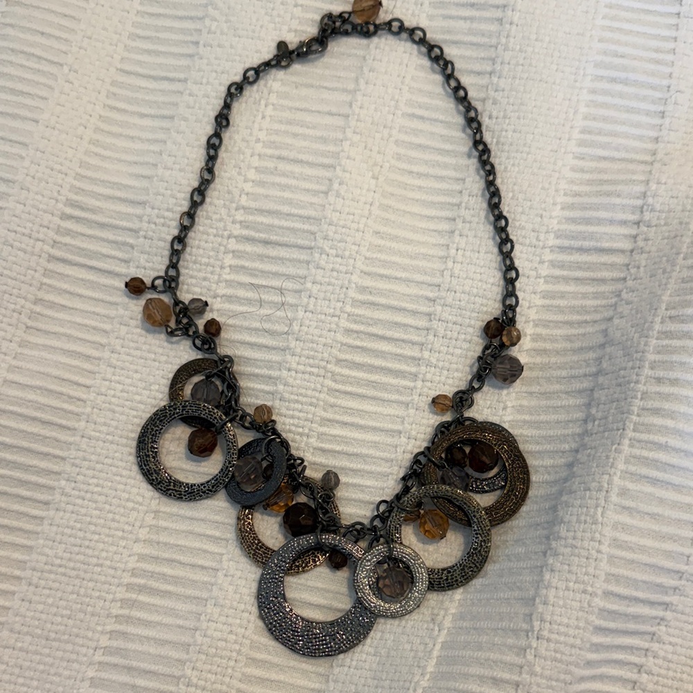 Elegant Multi-Tone Circle Pendant Necklace